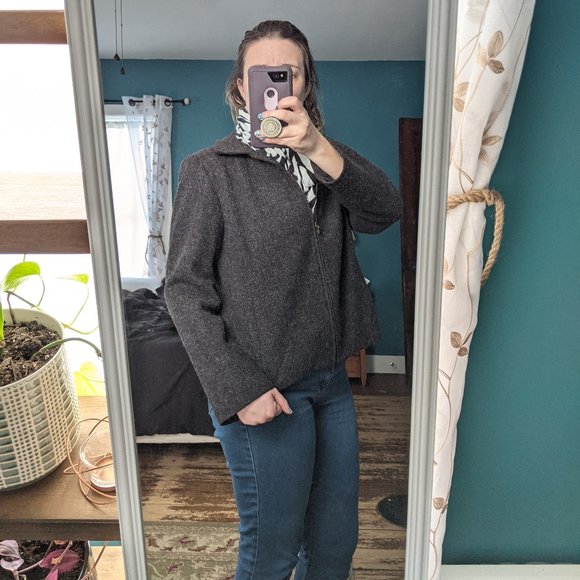 L.L.Bean 100% Wool Blazer Jacket Black 10 Petite - Picture 3 of 9